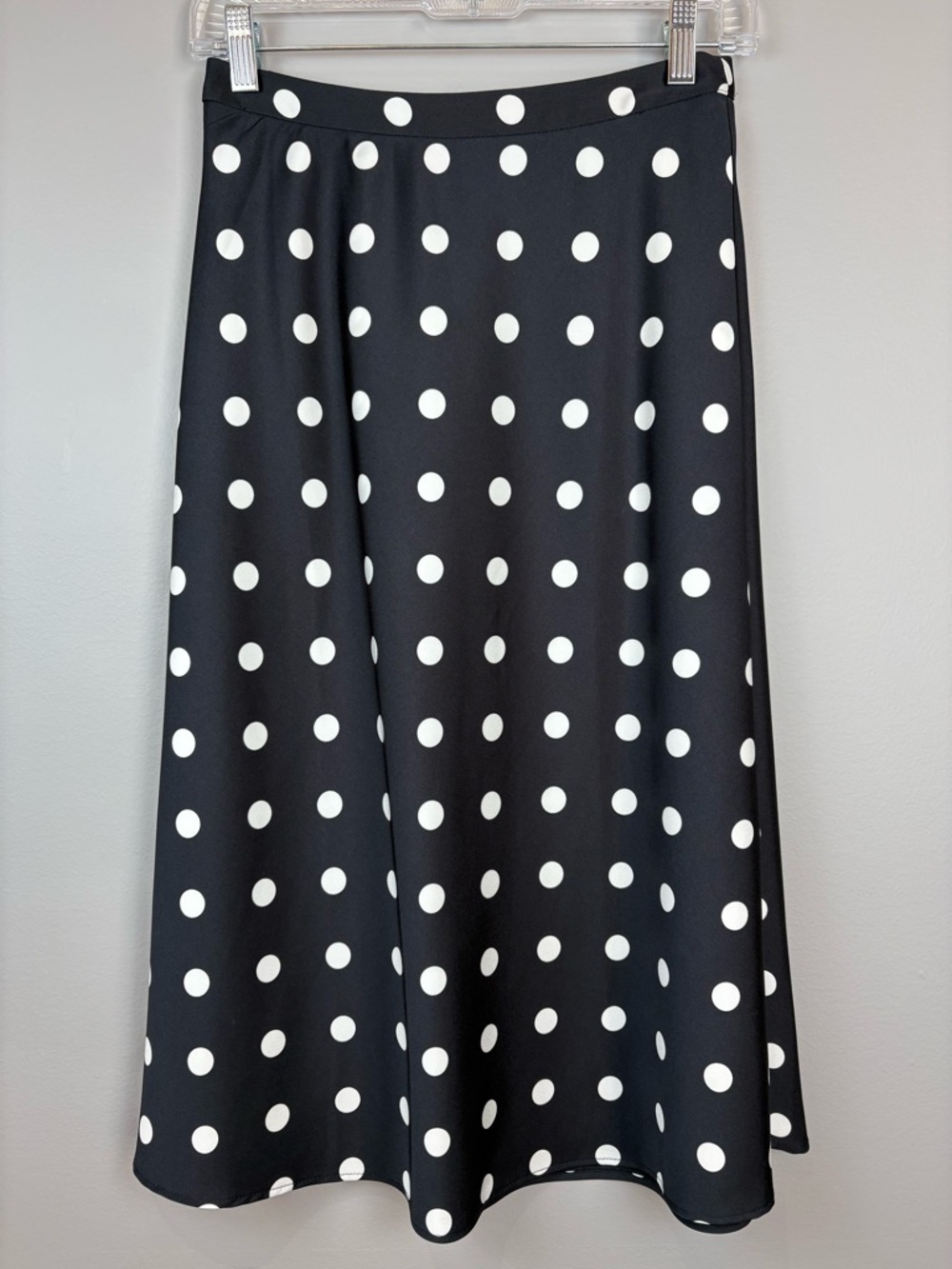 J Crew Polka Dot A Line Midi Skirt Size Small Dark Navy Blue and White